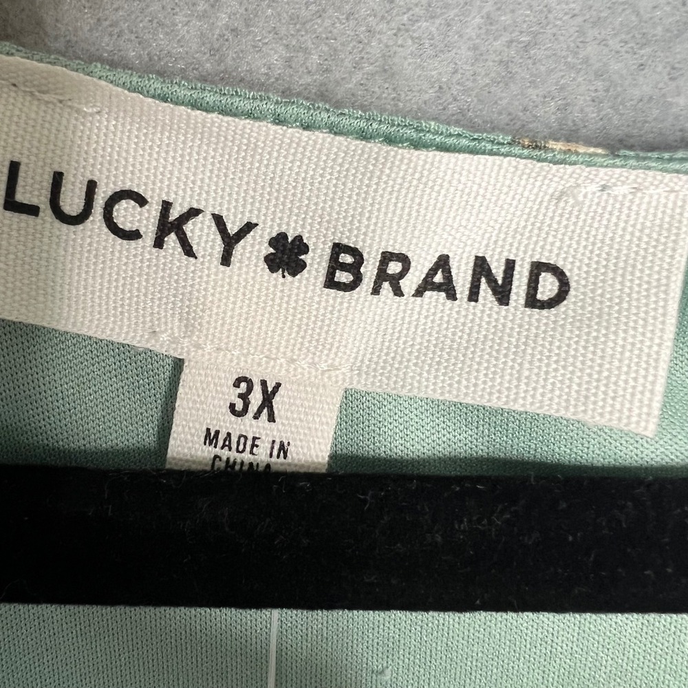 Lucky Brand Midi Dress Plus Size 3X Mint Sage Floral Tiered Boho Cottagecore NWT - Picture 9 of 10
